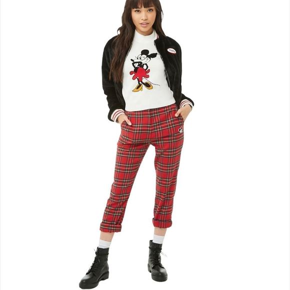 Plaid Mickey Mouse Vintage Vibe Trouser XS - Picture 2 of 16